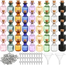 TOPZEA 45 Pcs Tiny Spell Jars, Colored Mini Glass Cork Bottles Decorative Square