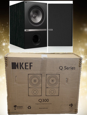 KEF Q-Series Bookshelf Loudspeaker Pair - Q300B - Black Oak (SP3724BAV)