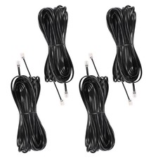 4 PCS 15 FT Phone Extension Cord Telephone Cable Standard RJ11 6P4C Black