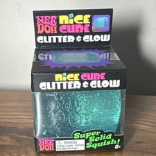 NeeDoh Nice Cube Glitter Glow blue Squishy Fidget Toy Schylling NEW