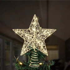 Toyvian 12" Golden Christmas Tree Topper Star, Lights Xmas Decor, Xmas Tree O...