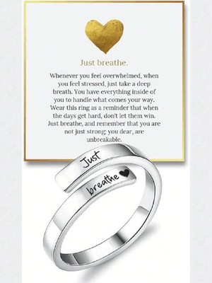Edelstahl Hope Just Breathe Ring gesegnet offen Ringe Damen Schmuck`