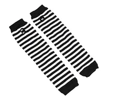 1Pair Black + White Stripe Long Arm Warmer Fingerless Gloves Knitted Wrist Arm 