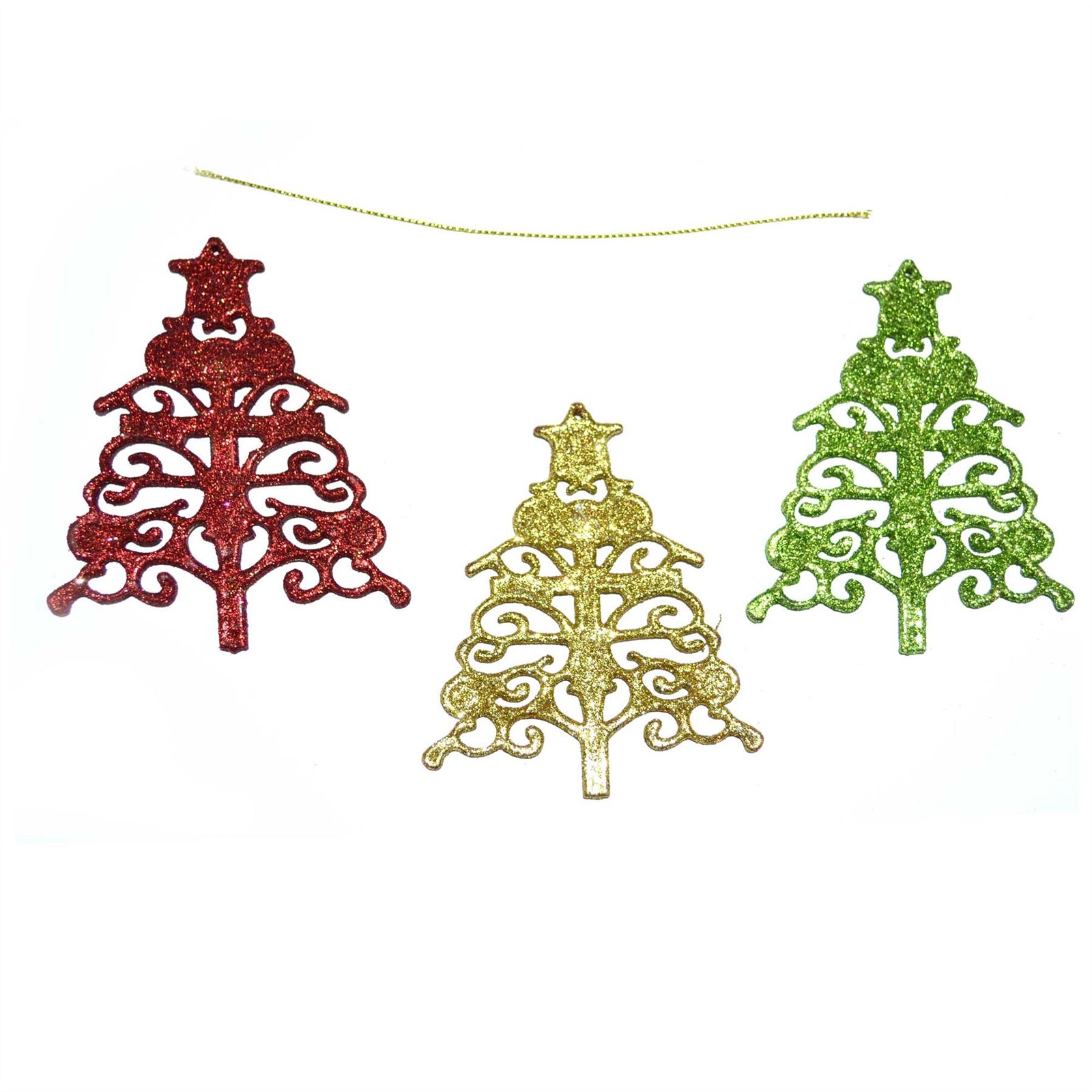 B&Q -  3Pcs Glitter Shapped Christmas Tree Xmas Party Hanging Ornament Décor - Image 2