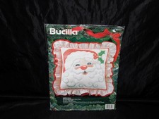 Bucilla Christmas Santa Face Stamped Cross Stitch Pillow Kit NEW HoHo Holiday