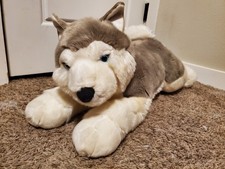 26in Aurora World Jumbo Rare Husky Wolf Plush Dog Stuffed Animal Super Flopsies