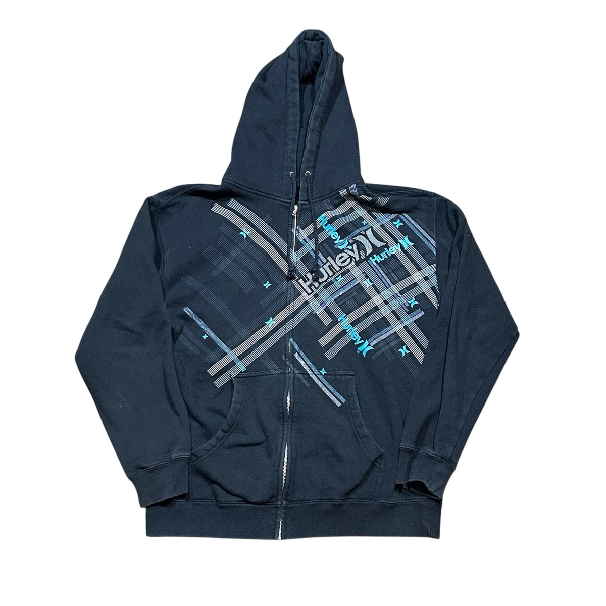 Sweat à capuche vintage Hurley homme M logo à carreaux réversible Sweat à capuche vintage Hurley homme M logo à carreaux réversible