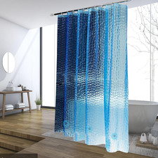 Blue Shower Curtain Liner, 100 Waterproof EVA 3D Shower Curtains with 3 Duty 12