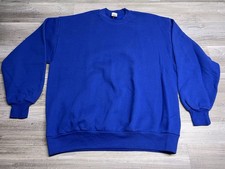 Vintage 90s Blank Crewneck Sweatshirt Blue Minimal Fruit of the Loom XL USA Made