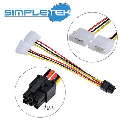 2X Molex IDE Male To PCI-E 6 Pin Female Adapter HDD SSD PCI