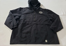 Harley Davidson Men's 2XL Slim HDMC 1/4 Zip Pullover Jacket Black Hooded Pockets