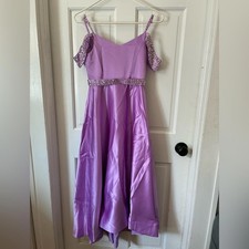 Pretty purple satin formal gown for weddings or pageants NWT