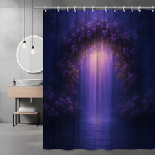 Purple Floral Shower Curtain - Elegant Waterfall Design