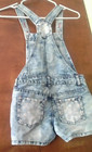 Patriotic Denim Overall Shorts Star Button/Bib/Poc Girls M/22"W 4th of July Fun — photo 7