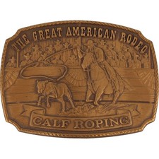 Nos Bronze Rodeo Professional Cowboy Calf Roping Horse Western Vtg Belt Buckle