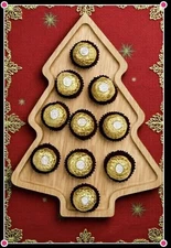 Christmas Tree Shaped Wooden Bamboo Serving Platter Or Charcuterie Board - New