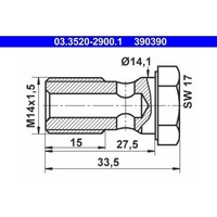 ATE 03.3520-2900.1 Hohlschraube FüR Buessing Hanomag Henschel KäSsbohrer Man
