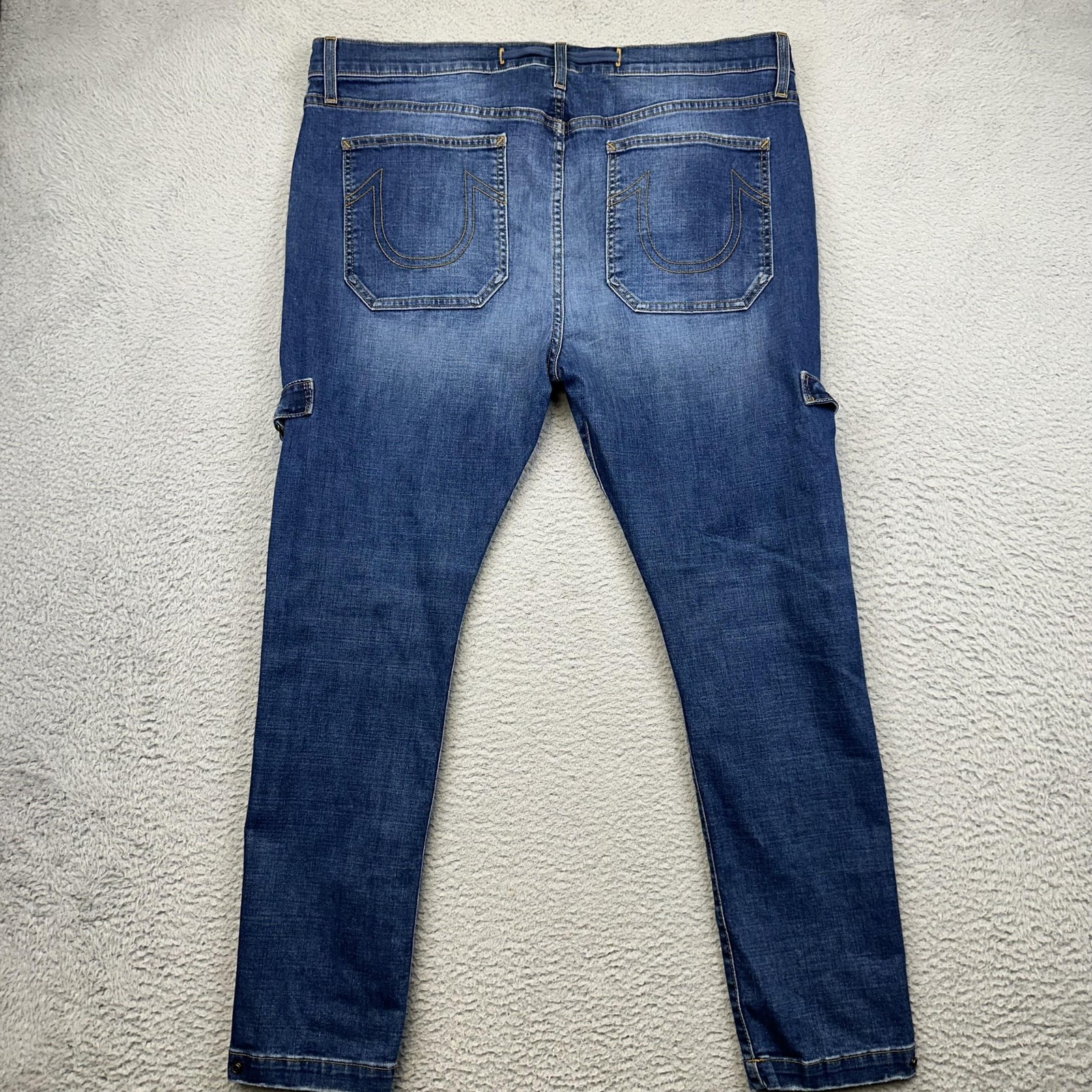 True Religion Jeans Mens 38 Blue Stretch Denim Buckle Detail Made USA Modern Fit thumbnail 5