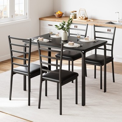 Modern 5-Piece Dining Table Set for 4  Rectangular MDF Top Kitchen Dining Room