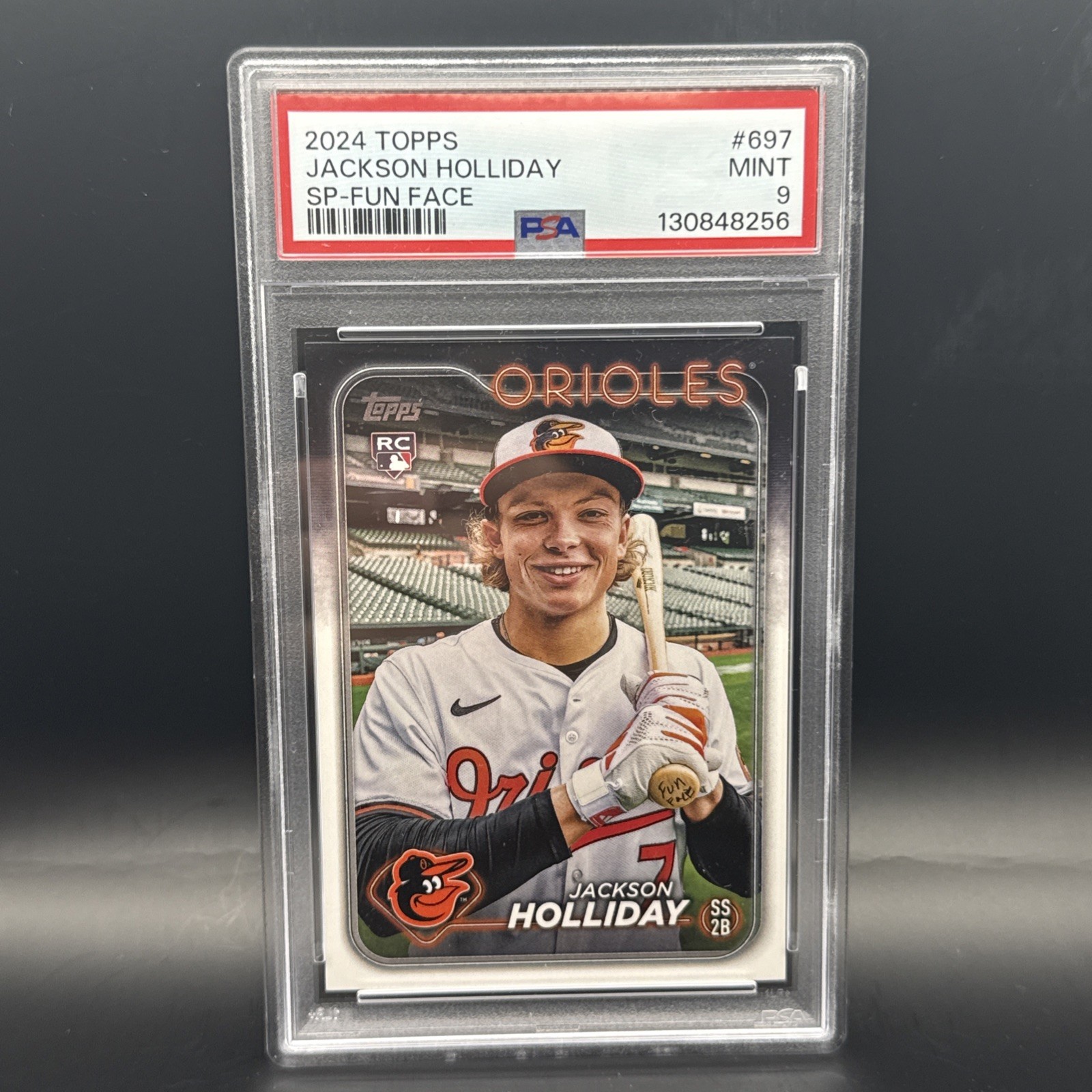 2024 Topps Jackson Holliday Fun Face SP RC PSA 9 Rookie Orioles #697 SSP view 2