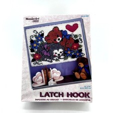 WonderArt Latch Hook Kit 4381 Baby Morning Light Bear Puppy 24x34 Vintage Caron