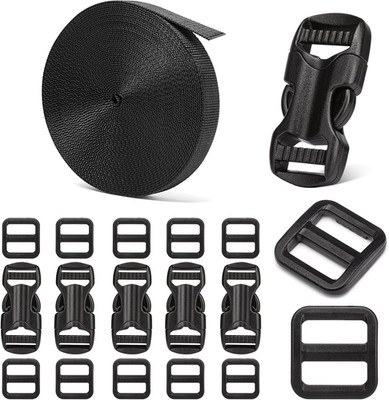 5/8'' Buckle and Strap Set: 6 Yards of Thick Nylon Webbing, 6 Pack Quick Side Rel