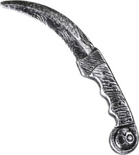 Halloween Curved Fake Knife Prop, Plastic Skull Handle Horror Blade Karambit Cos