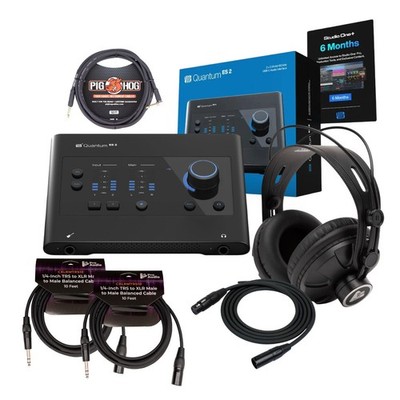 PreSonus Quantum ES2 2x2 USB-C Audio Interface with Headphones (Black) Bundle