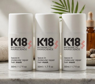 K18 Leave In Molecular Repair Hair Mask 50ml / 1.7oz Hair Treatment (Pack of 3)