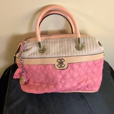 GUESS Merci Quilted Large Satchel Bag Purse Handbag Pink-see Pics For Wear Cond