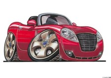 JENSEN S-V8 RED Koolart Cartoon Caricature Car Print - A3 Size 542