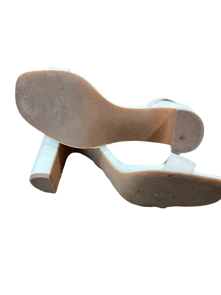 ESPLÉNDIDOS zapatos de salón de tacón Marie Jane de cuero blanco con correa única para mujer talla 8M Foto 4 de 4