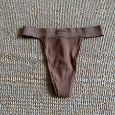 Skims Camel Cotton Rib Thong, Size XXS NWT