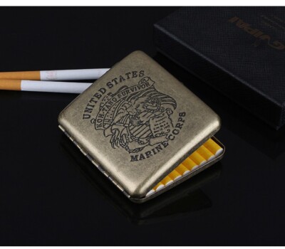 Smoking Case US Marine Corps Carved Cigarette Case Holder Box Vintage  Organizer