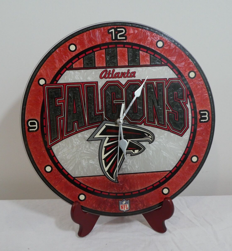 NFL Atlanta Falcons Football Team Glass Clock Wall M2188 Multi Colored Vintage