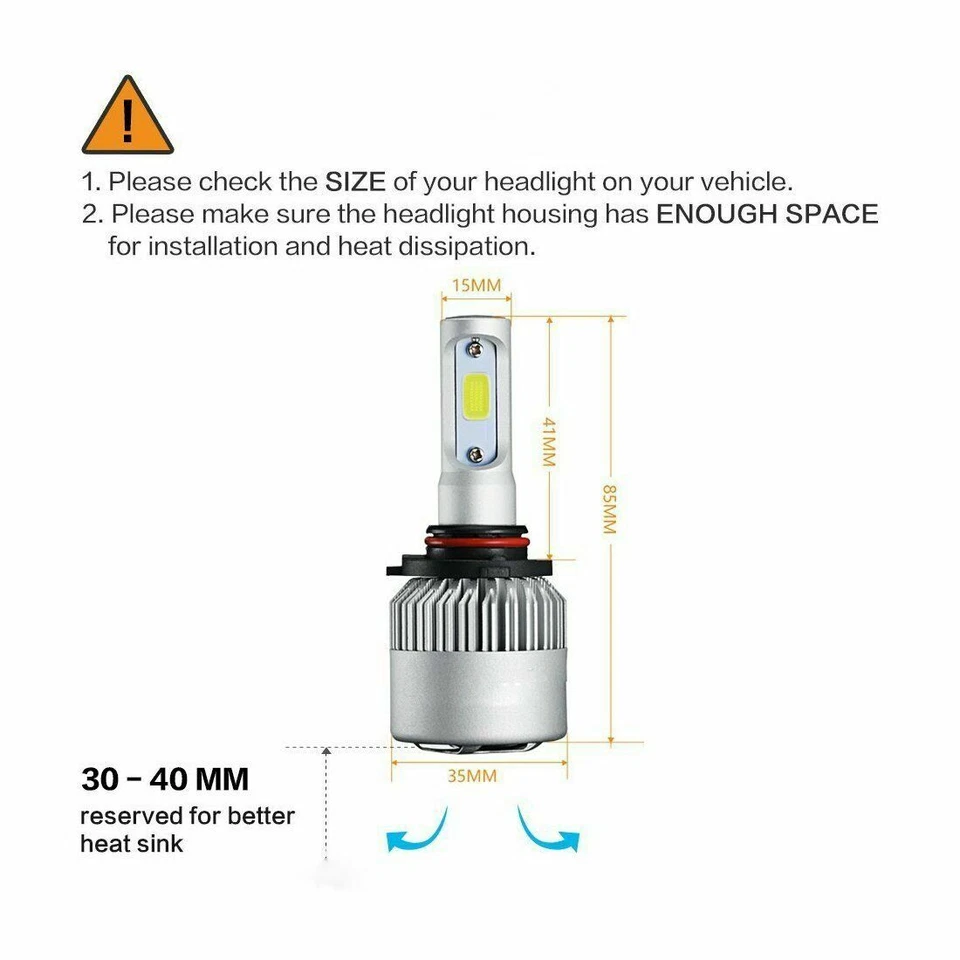 For Mercury Grand Marquis 1995 1996 1997 4X LED Headlights Bulbs 6000K 9005+9006 - Image 3 of 4