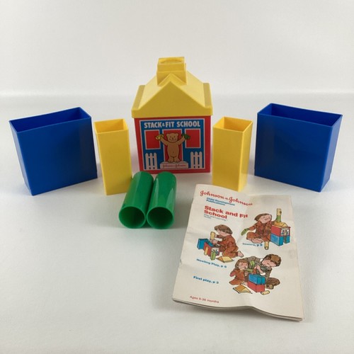 Johnson & Johnson Stack & Fit School Child Development Toy Guide Book Vintage 80