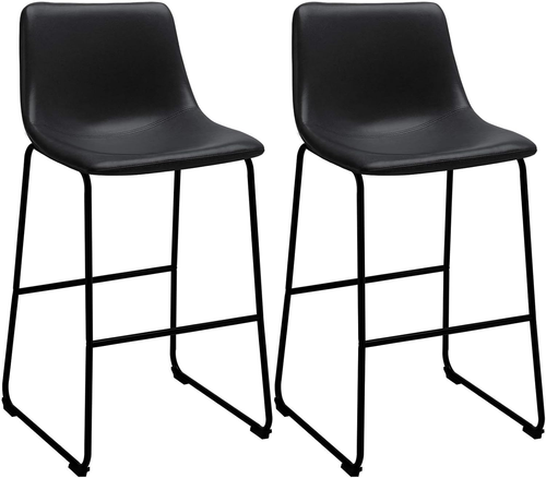 30 Inch Bar Stools Set of 2, Modern Counter Height Bar Stools, Faux Leather Bars - Picture 8 of 9