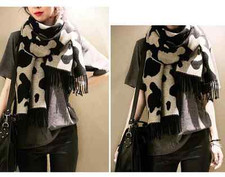 Winter Wolle Stola Animal Print Wärmer Quaste Damen Schals warm Häkeltücher 