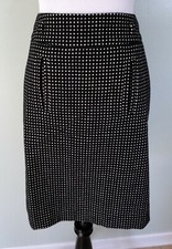 ANN TAYLOR Black White Pleated Polka Dot Pencil Wool Blend Career Work Skirt 2P