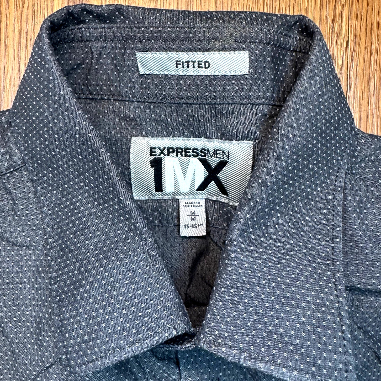 Express Men Fitted Button Down Dark Gray Shirt Si… - image 2