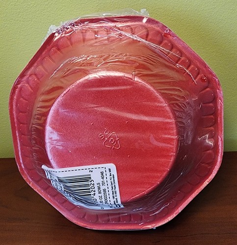 Rare 25 HEFTY Elegant Ware Red Extra Thick 20 oz. Soup/Salad Bowl New Sealed NOS - Picture 2 of 2