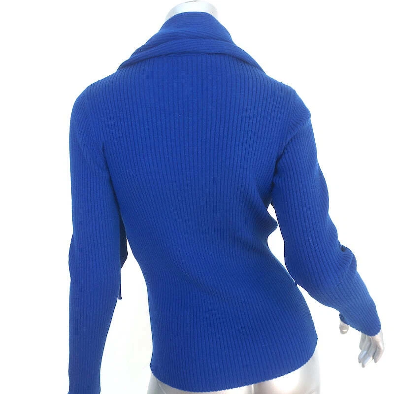 Suéter Bufanda Balenciaga Azul Cobalto Acanalado Mezcla Lana Talla 38 Foto 4 de 4