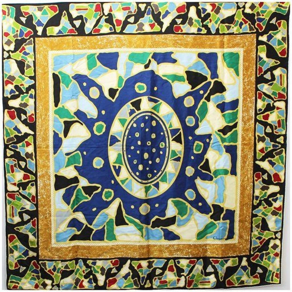Christian Dior Foulard Carré en Soie 45x45 Pouces Multicolore Soie Motif All Over