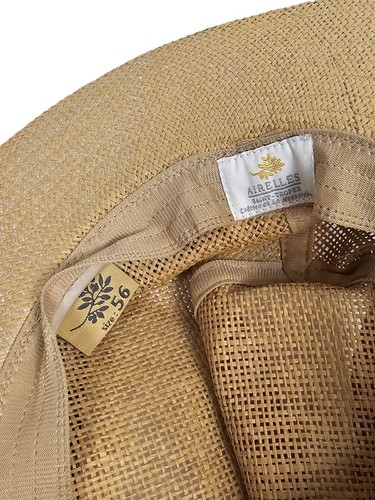 Airelles Saint Tropez Striped Trim Fedora Straw Hat Sz 56 EU Luxury Hotel France - Picture 8 of 11