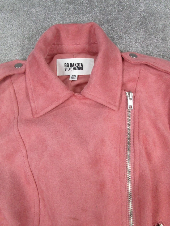 Bb Dakota X Steve Madden Jacket Womens Xs Pink Faux Suede Full Zip * - Image 2 of 4