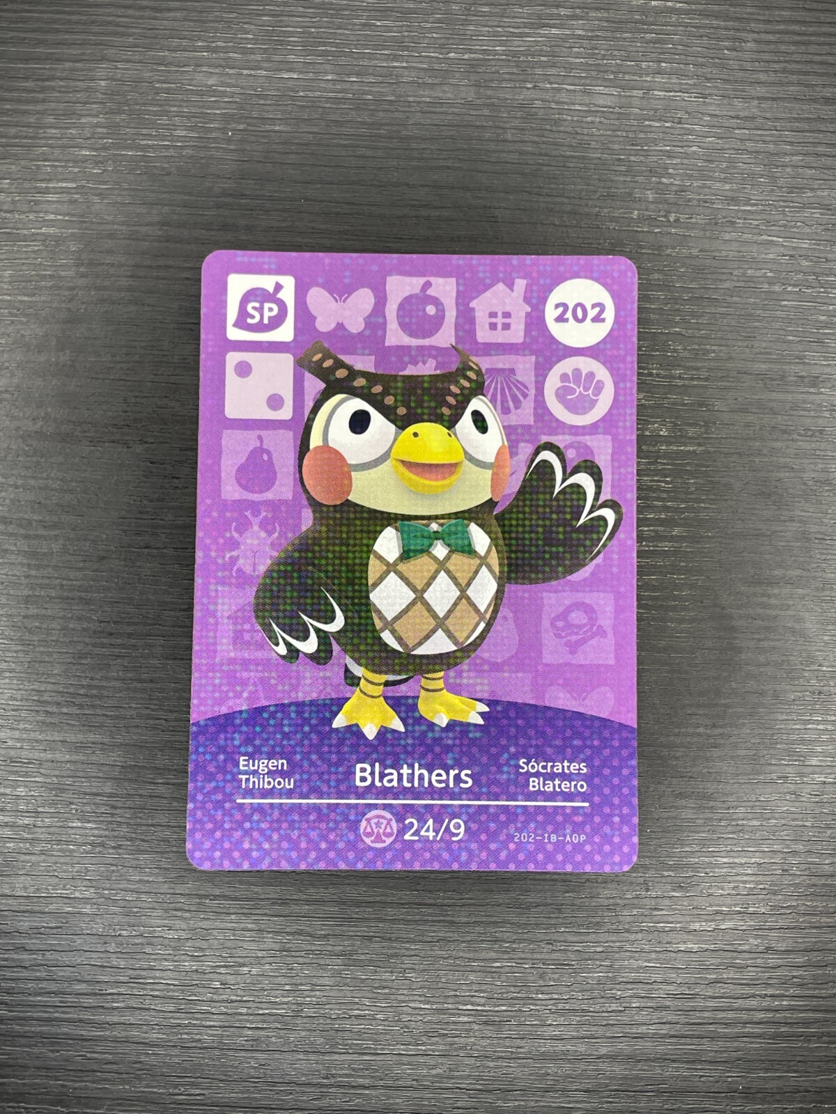 Carte Amiibo Animal Crossing Blathers 202 Thibou Socrates Blatero Série 3 S3
