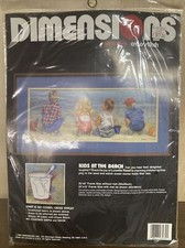NEW 1989 Dimensions No Count Cross Stitch Kit "KIDS AT THE BEACH"