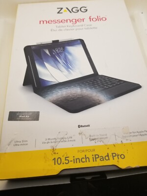 Zagg Messenger Folio 10.2'' ipad, Air 3, 10.5'' ipad Pro Tablet Keyboard Case
