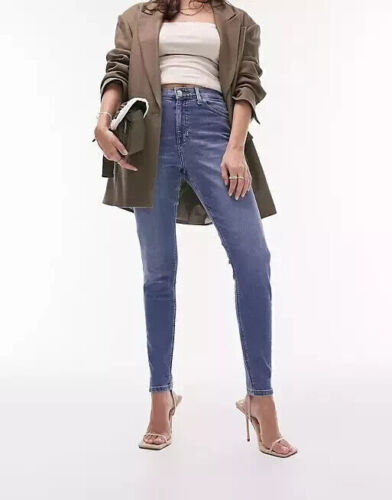 Topshop Jamie Mid Blue Skinny Jeans UK 6 W25 L28 High Waist Denim Petite - Picture 2 of 4